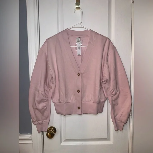 Victoria‎ Secret PINK Ivy Fleece Cropped Cardigan Size XS Color Pink - Picture 4 of 11